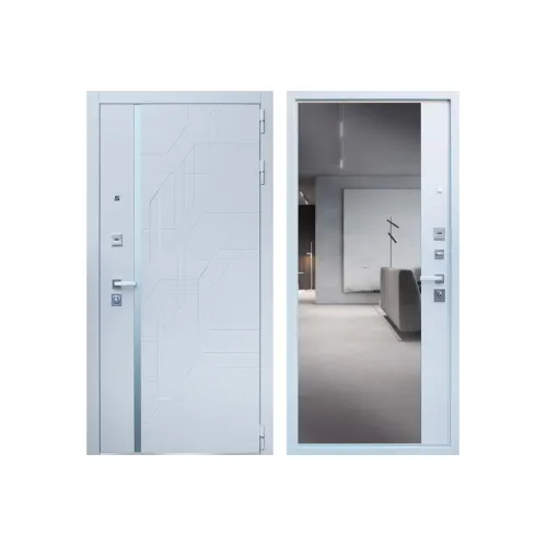 Входная металлическая дверь АСД Эверест с зеркалом Белый Матовый 