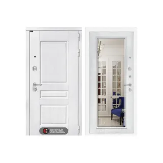 Входная металлическая дверь Лабиринт VERSAL с Зеркалом Фацет - Белый софт