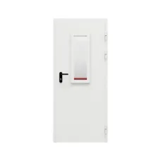 Дверь противопожарная металлическая ДПР-Олимп-01/60К, однопольная, с остеклением, торцевая коробка, RAL 9016