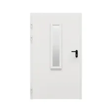 Дверь противопожарная металлическая ДПР-Олимп-01/60К, однопольная, с остеклением, угловая коробка, RAL 9010