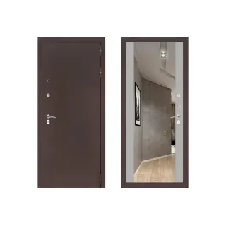 Входная металлическая дверь с зеркалом Labirint Classic антик с зеркалом Макси Софт Грей